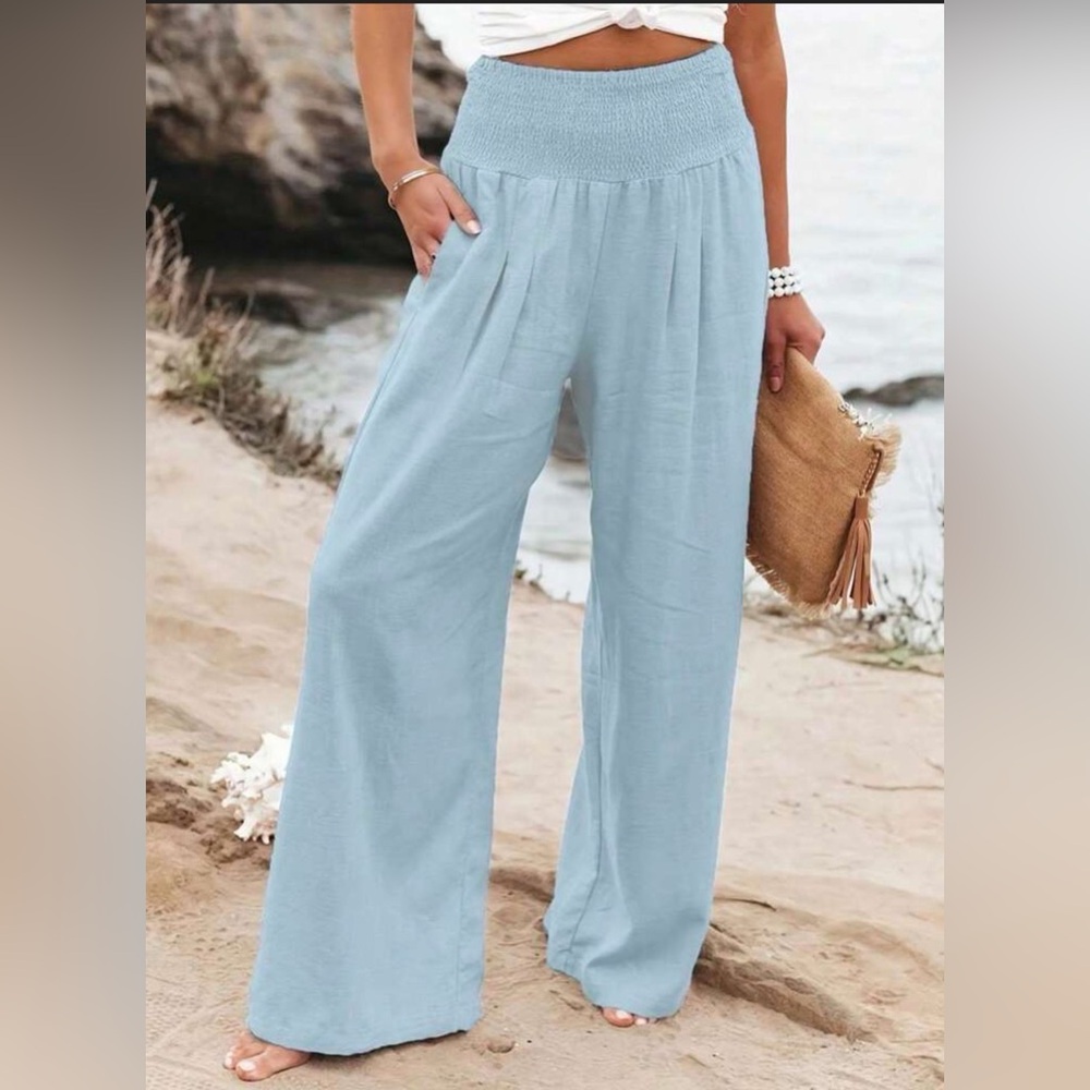 Soft flowing Light Blue Wide Leg Pants